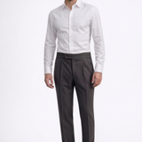 Dark Grey Houndstooth Flannel Trousers
