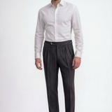 Charcoal Gray Striped Flannel Trousers