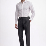 Charcoal Gray Striped Flannel Trousers
