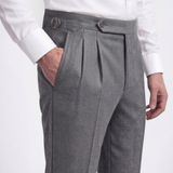 Grey Melange Flannel Trousers