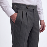 Dark Grey Houndstooth Flannel Trousers